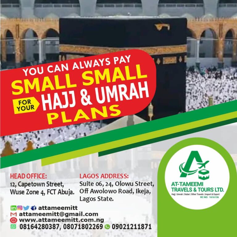 Pay Small Small Hajj packages by Attameemitt Travel and Tour