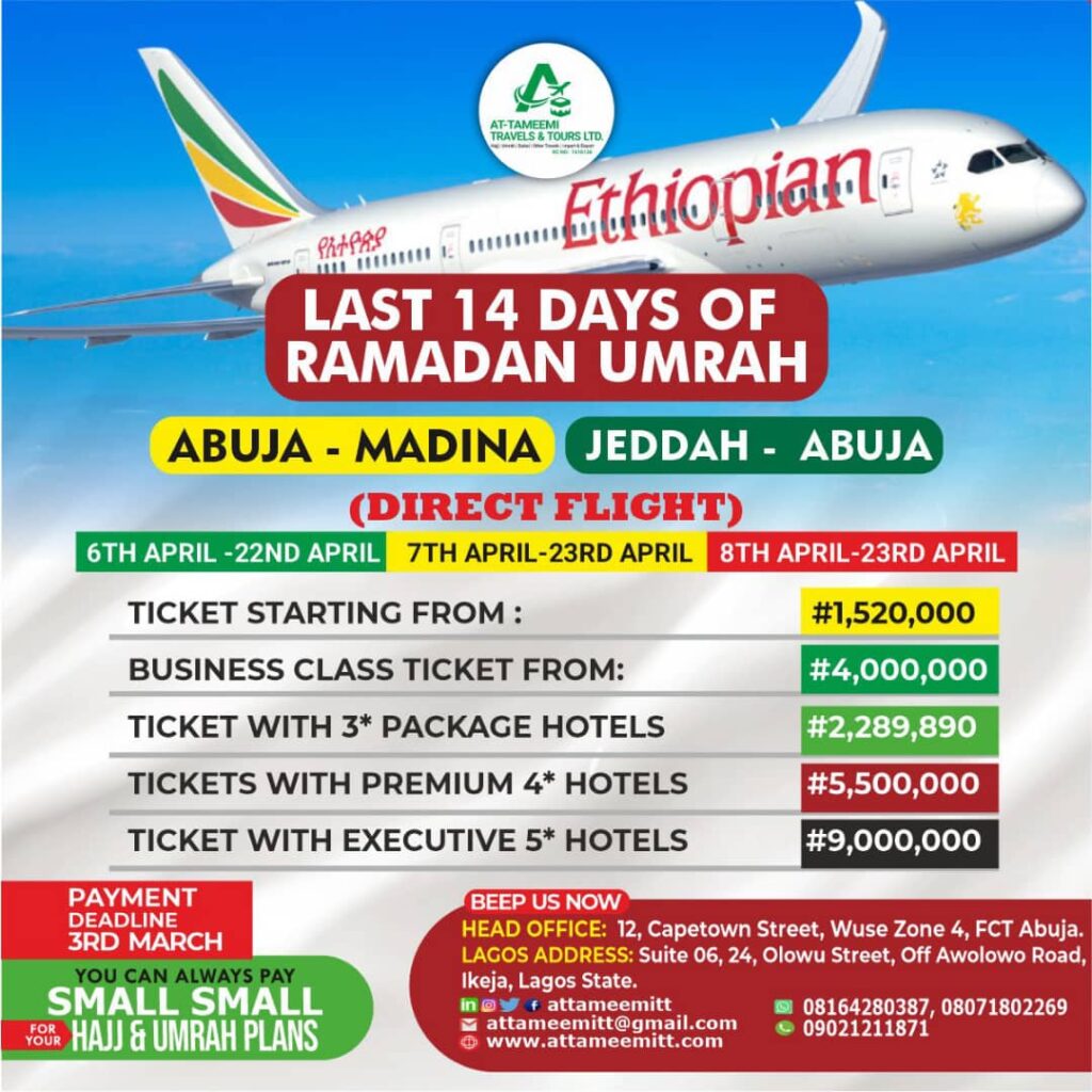 last-14days-of-ramadan-umrah-abuja-madina-Attameemitt Travels and Tours