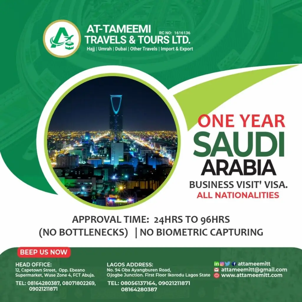 'SAUDI ARABIA 1 YEAR BUSINESS VISIT VISA' NO BIOMETRIC CAPTURING, NO EMBASSY APPEARANCE