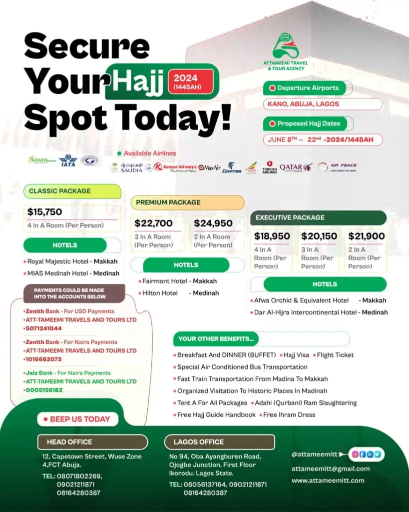 Secure your Hajj 2024 today from Attameemitt