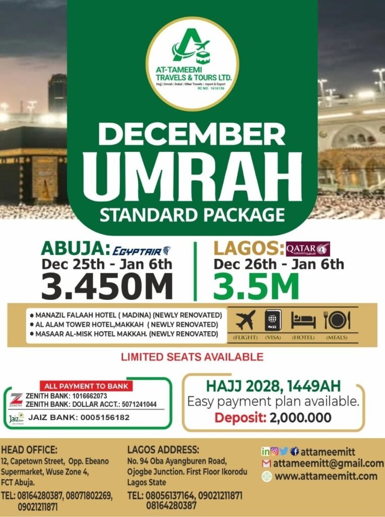 December Umra 1 2026-2027 Attameemitt